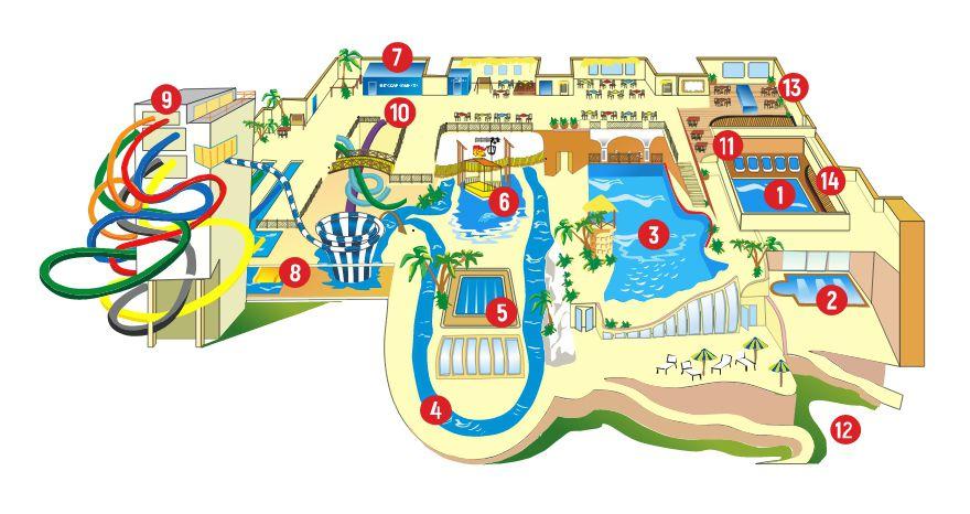 Схема аквапарка в Казани